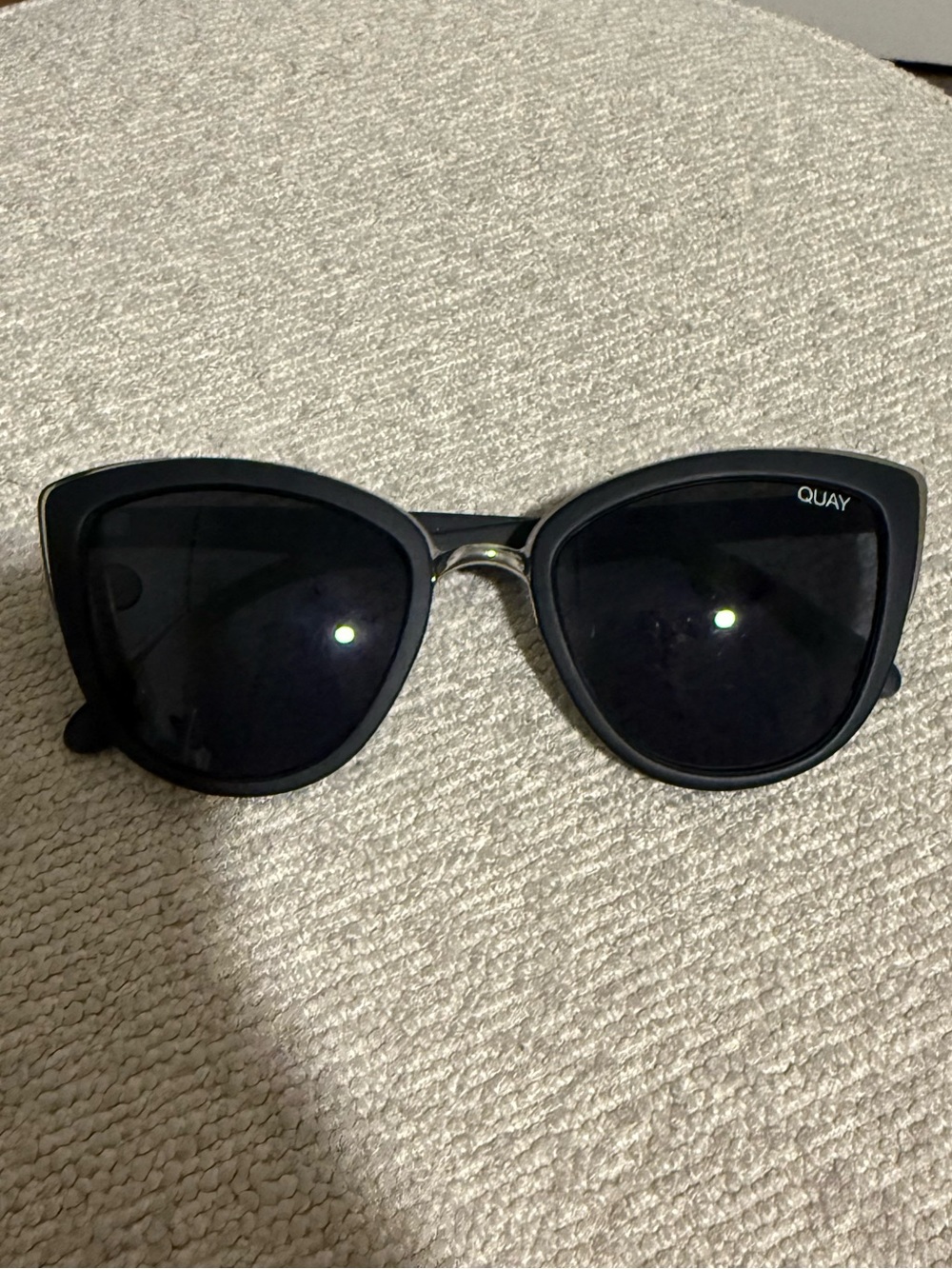 Quay Australia Black Cat-Eye Sunglasses with Dark Lenses
